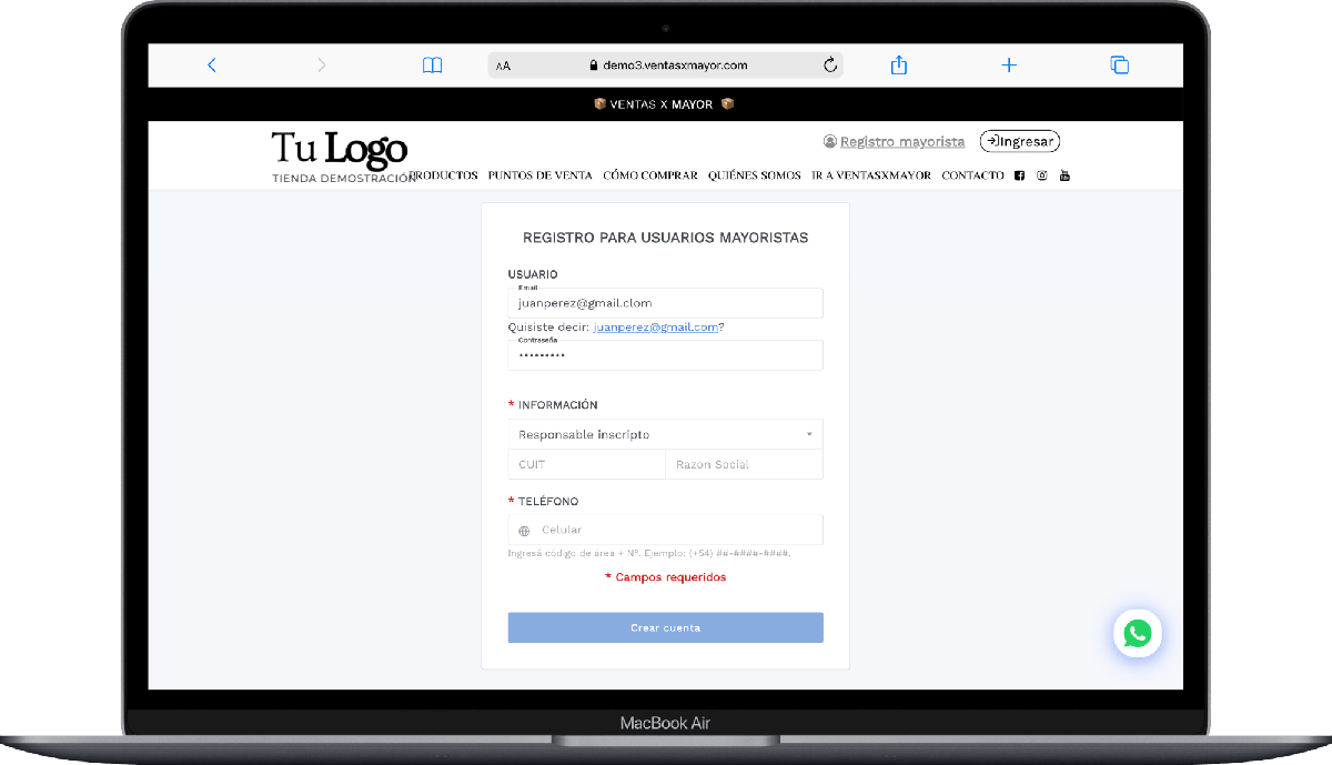 REGISTRO PARA USUÁRIOS ATACADISTAS VENDASXATACADO.COM.BR