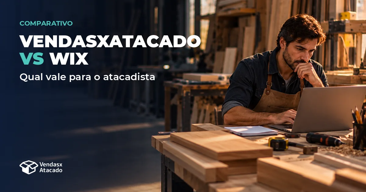 Capa: VendasxAtacado vs Wix. Qual vale para o atacadista