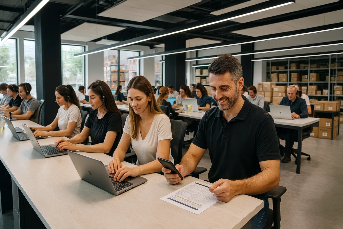 vendedores atendendo clientes