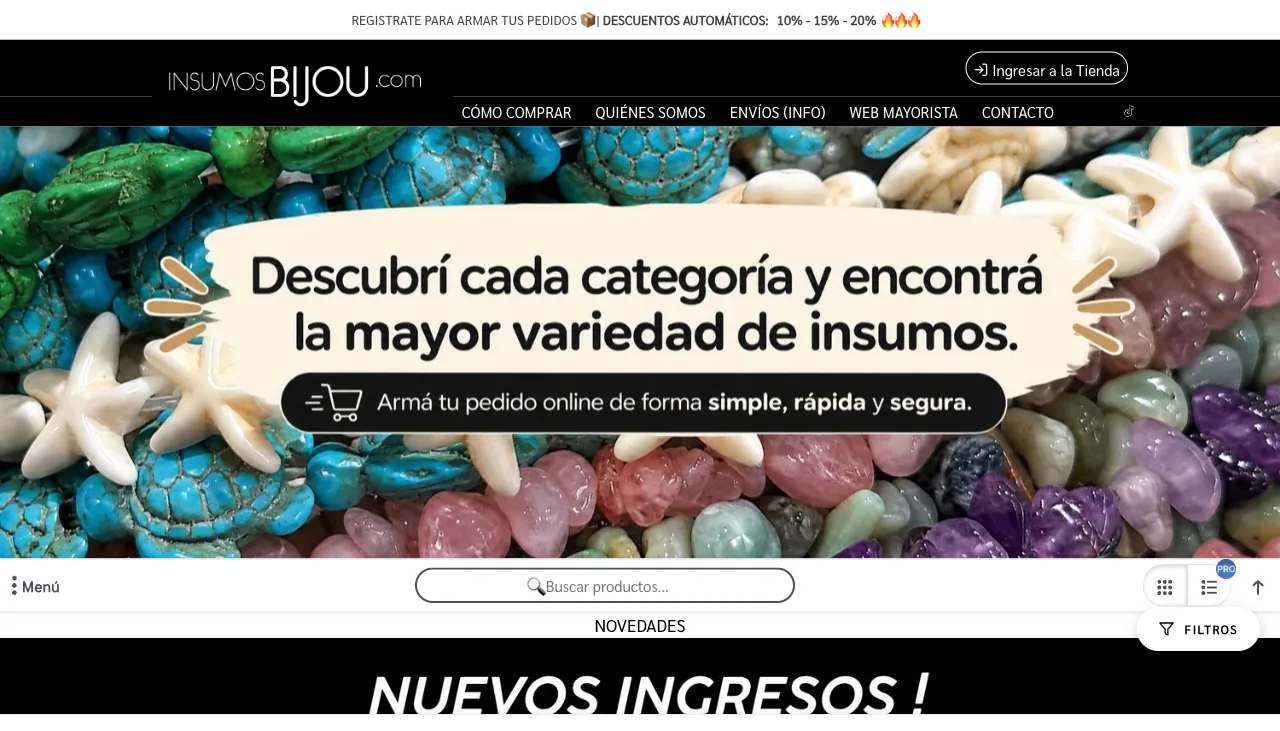 Loja atacadista online da Insumos Bijou — mais de 9000 insumos para montar bijuterias, pingentes, pedras, correntes e miçangas, atacadista de Rosário que vende no atacado para todo o país com sua loja B2B criada com a VendasxAtacado