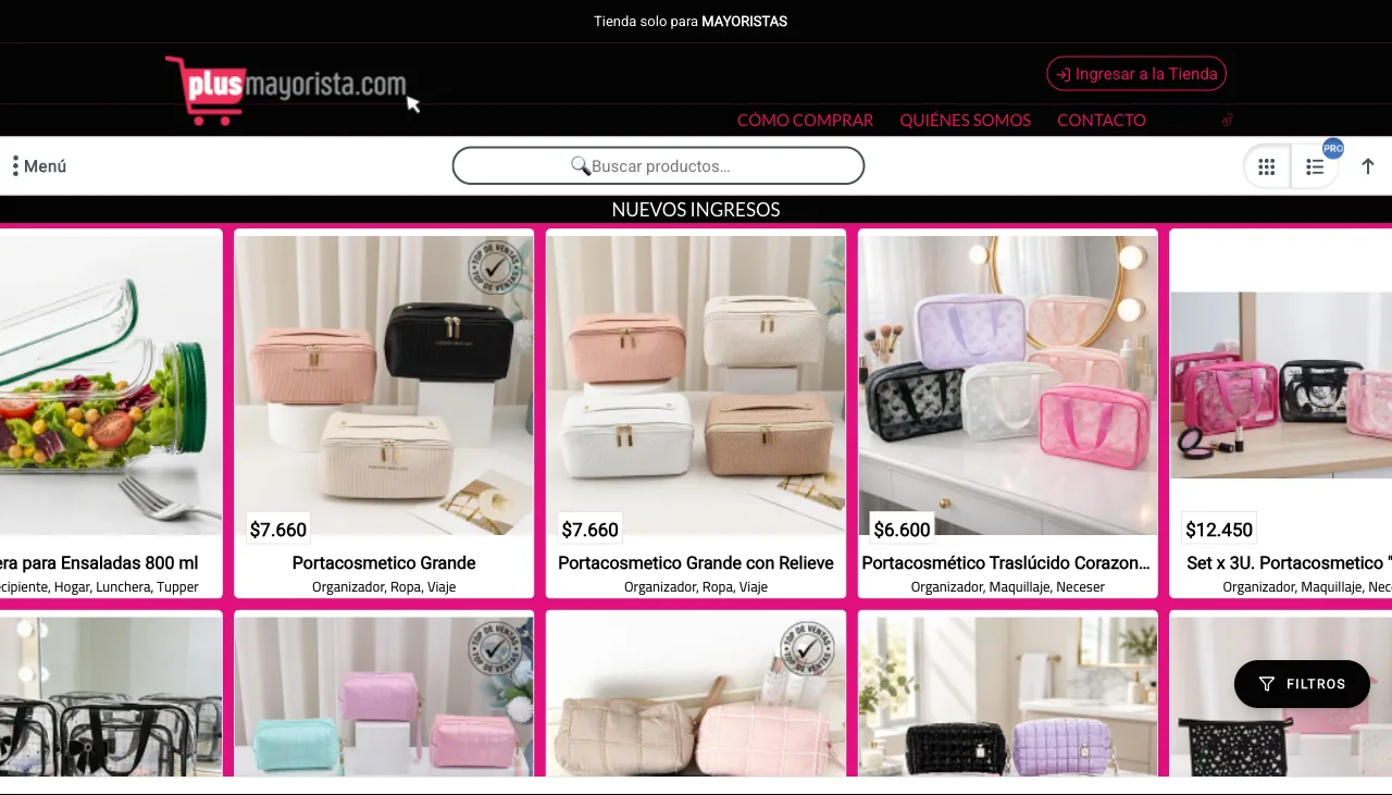 Loja atacadista online da Plus Mayorista, importador e distribuidor de bazar, artigos de couro, papelaria e bijuterias de Rosário com loja B2B na VendasxAtacado
