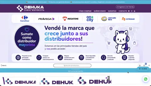 Loja atacadista de eletrônicos e tecnologia Dehuka, criada com VendasxAtacado