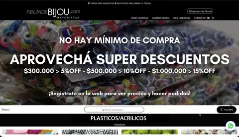 Loja atacadista de insumos de bijuteria Insumos Bijou, criada com VendasxAtacado