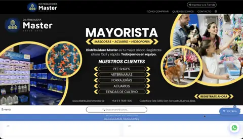 Loja atacadista de pet e aquarismo Distribuidora Master, criada com VendasxAtacado