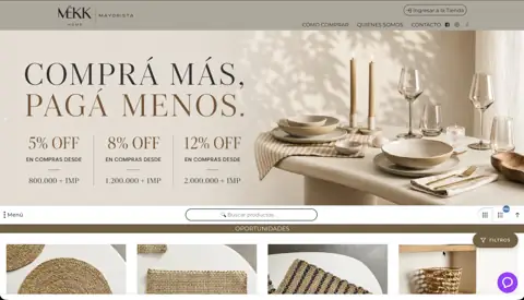 Loja atacadista de mesa e decoração MK, criada com VendasxAtacado