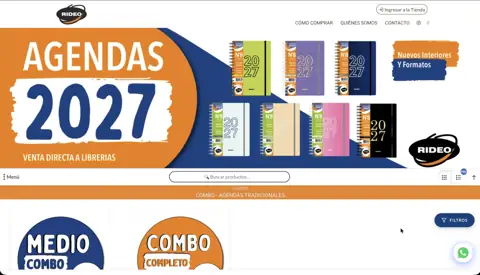 Loja atacadista de papelaria e agendas Rideo, criada com VendasxAtacado