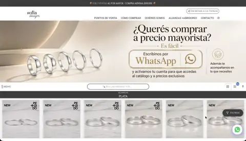 Loja atacadista de alianças e joias Sofía Design, criada com VendasxAtacado