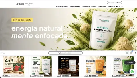 Loja atacadista de suplementos naturais Tienda Vida Plus, criada com VendasxAtacado