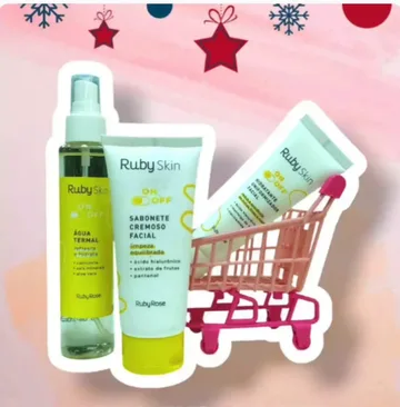 Kit de cuidado facial skin care montado como combo no catálogo atacadista de cosméticos