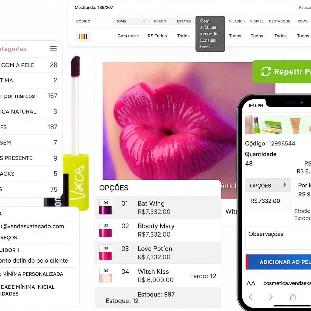 funções para atacadistas de cosméticos e beleza vendasxatacado.com.br