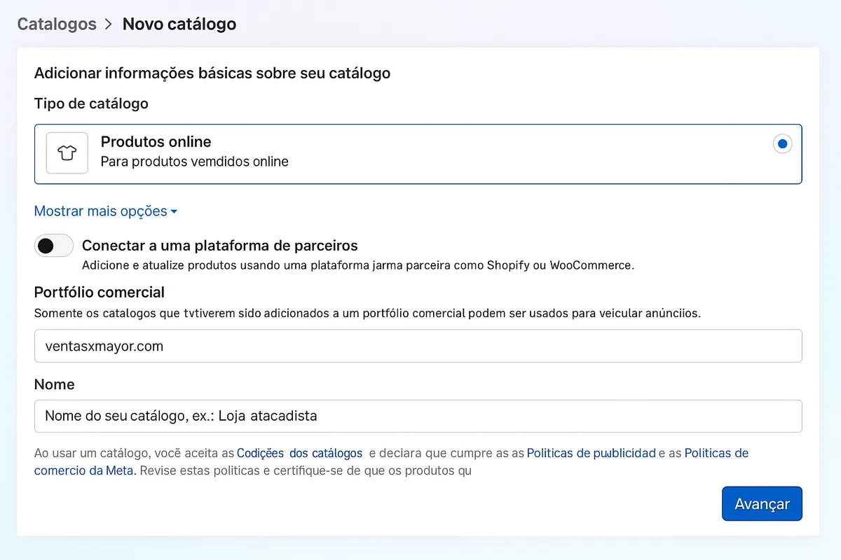 Create Meta catalog