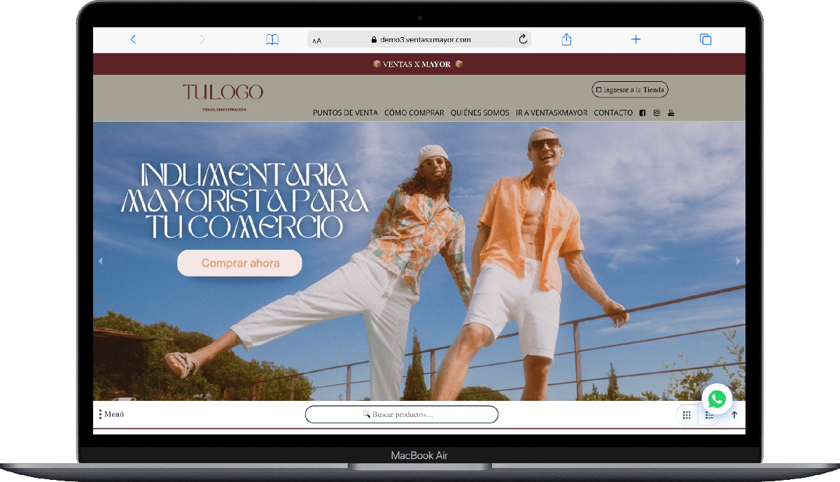 Demonstração de vestuário em vendasxatacado.com.br