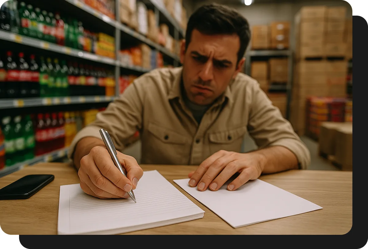 atacadista de alimentos e bebidas recebendo pedidos manualmente sem vendasxatacado.com.br