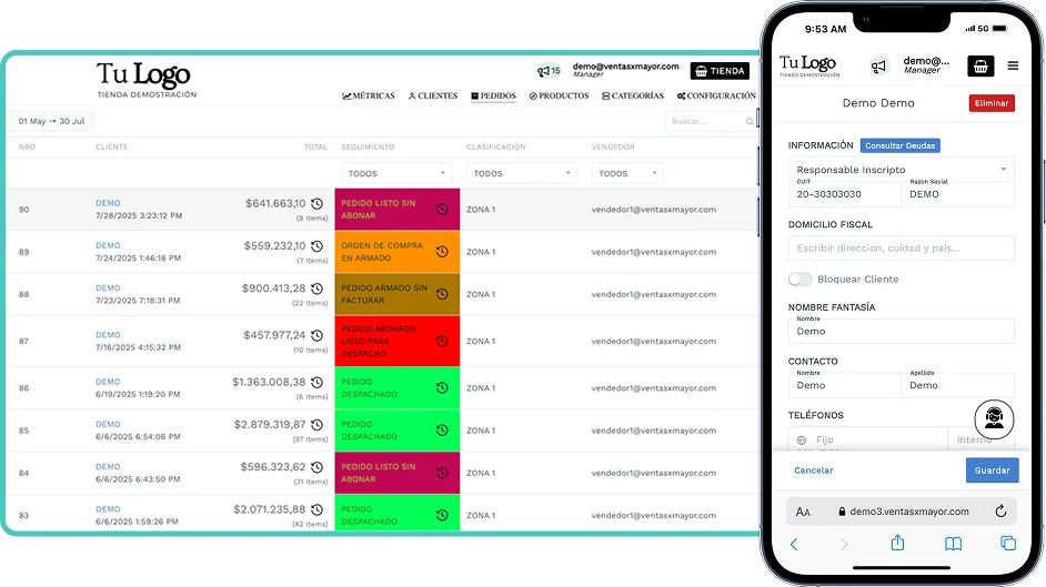 Sistema de gestão de pedidos atacadistas no VendasxAtacado