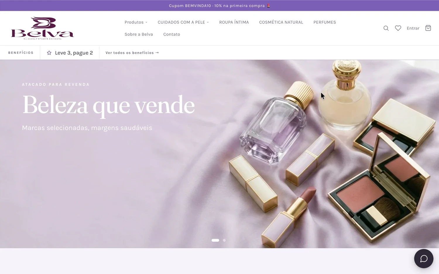 Loja atacadista de cosméticos em um notebook