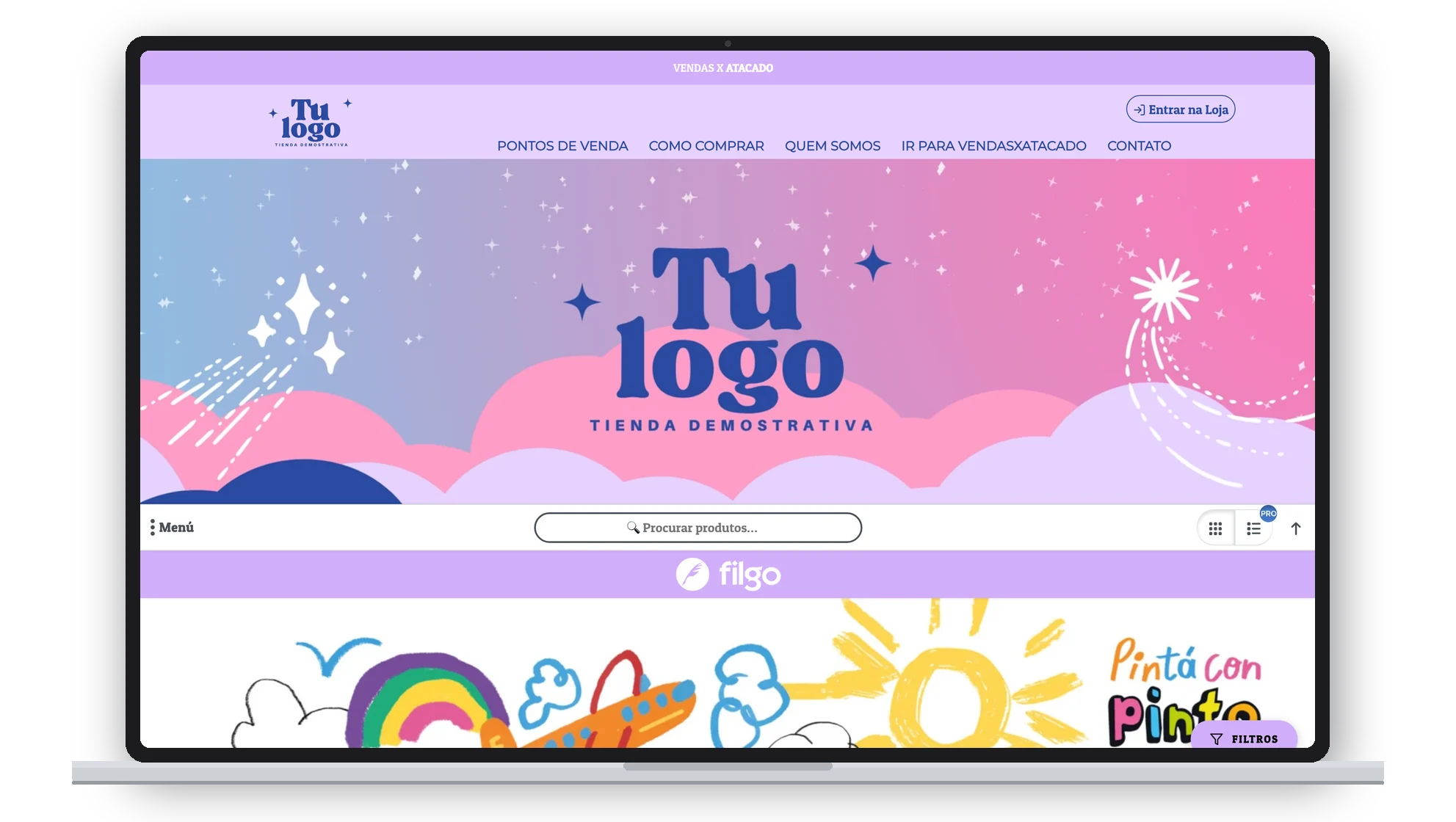 Loja de demonstração de livraria feita com vendasxatacado.com.br