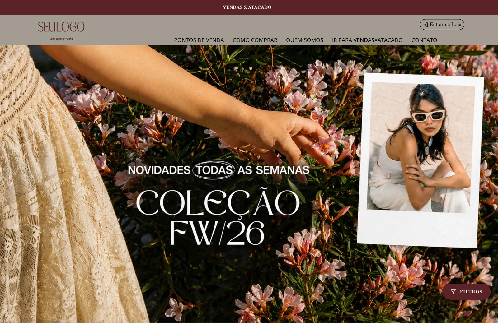 Loja atacadista B2B criada com VendasxAtacado — catálogo online com preços por cliente, descontos por volume e checkout expresso