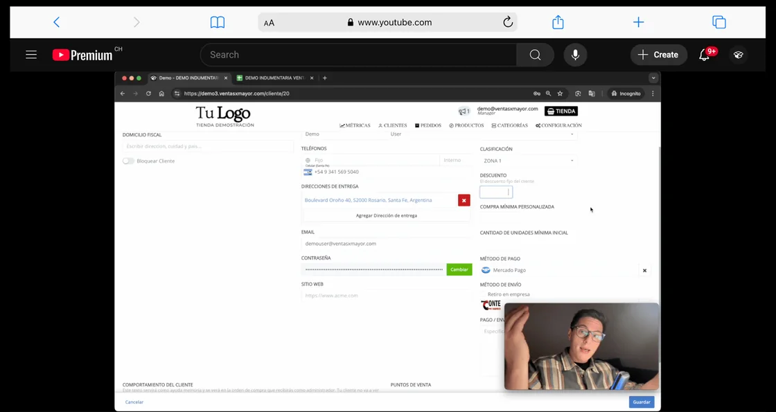 Vídeo guia da VendasxAtacado mostrando a ficha do cliente no painel de atacado B2B, com desconto, pedido mínimo e forma de pagamento